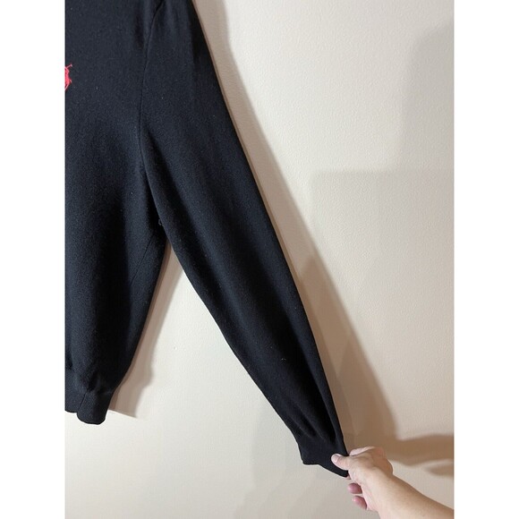 Polo Ralph Lauren Mens Large Black Merino Wool V-Neck Sweater - Picture 4 of 11